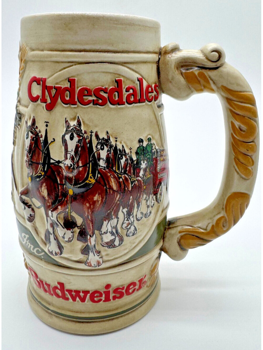 1983 Budweiser Cameo Wheatland CS58 Clydesdales Ceramarte Brazil Stein